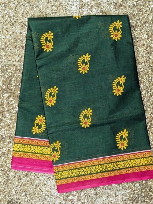 Peach and Red Cotton Handloom Saree with Strips