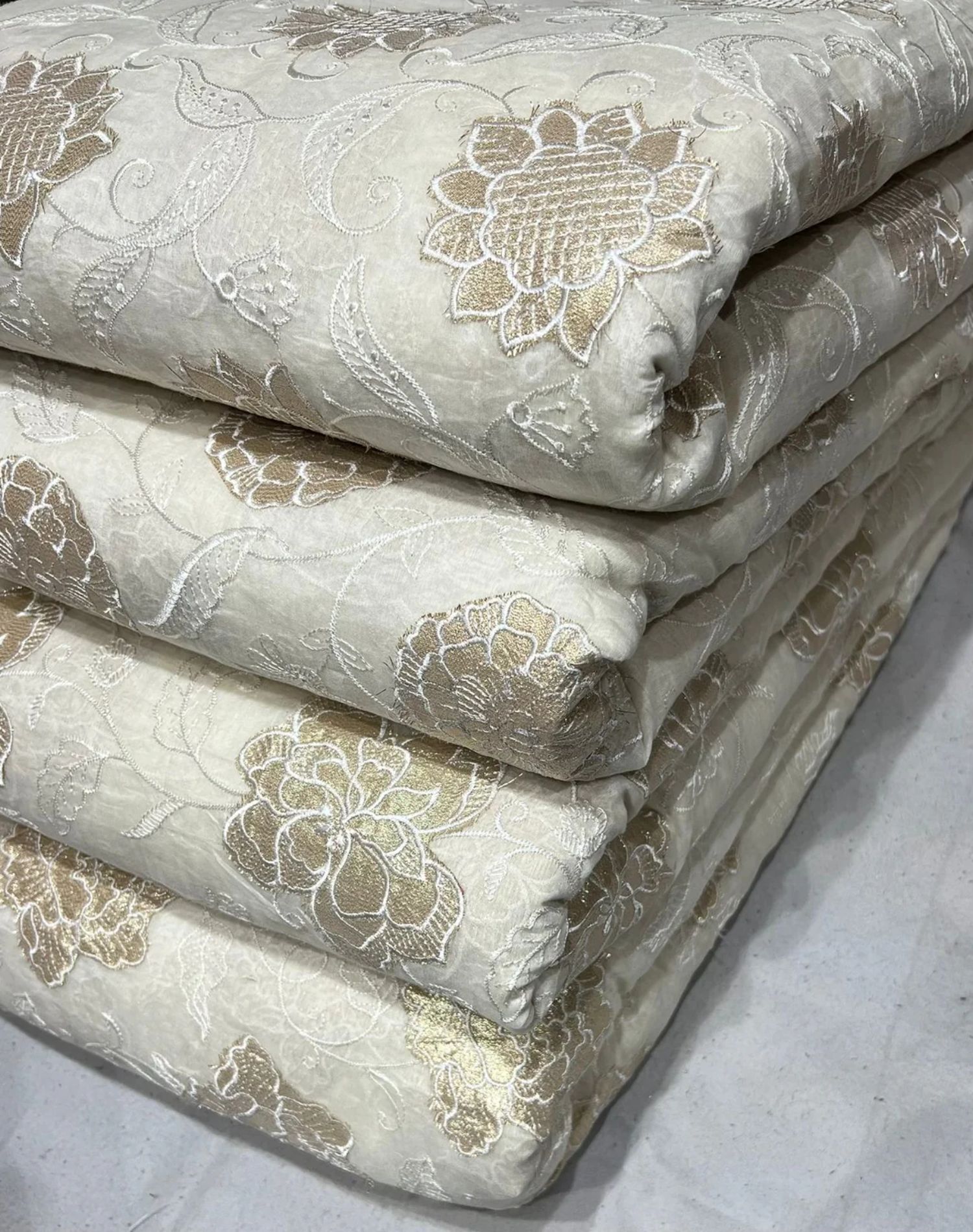 Pure Mul Chanderi With Fine Thread Embroidery