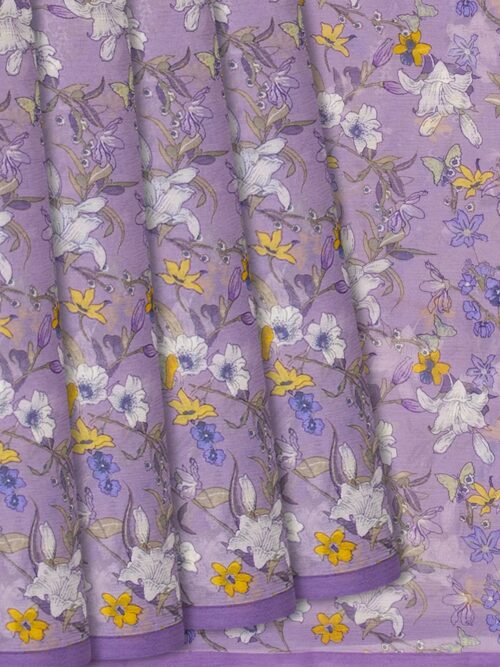 Chiffon Silk Saree With Printed Floral Motifs