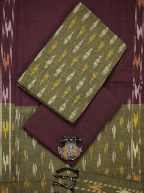 Dark Khaki Ikat Dress Materials