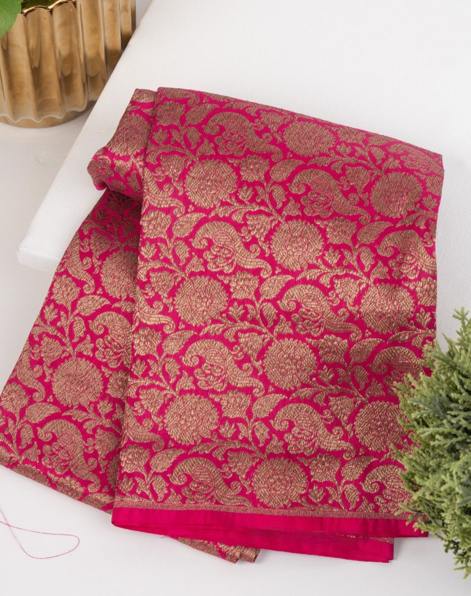 Pink Banarasi Blouse Piece